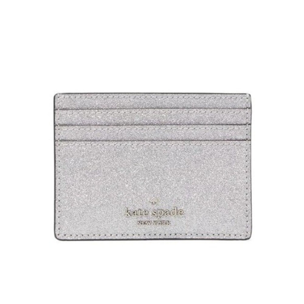 Kate Spade New York Lunar Light Silver Glitter Slim Cardholder New